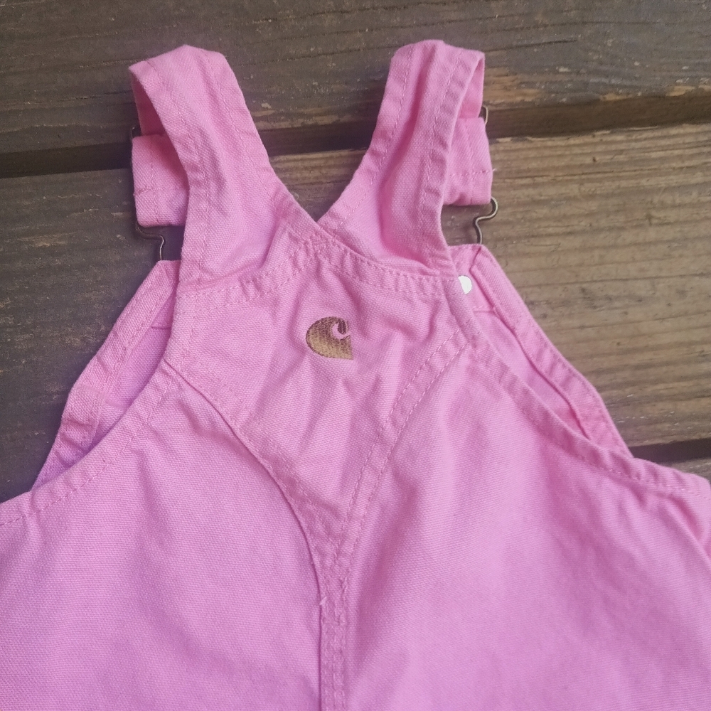 Carhartt Pink Kids Suspender Overalls Size 18 Months - Picture 4 of 8